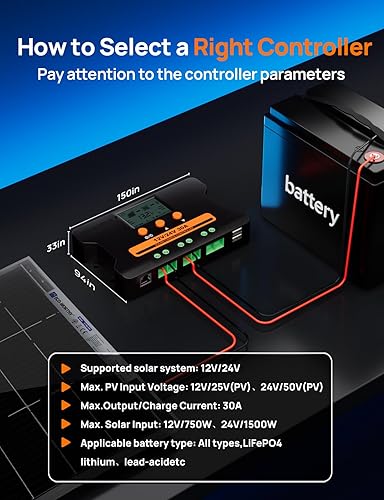 Miniatura 9 de ECO-WORTHY Controlador de carga solar de 30 A con Bluetooth, WiFi, conexión remota de aplicación, regulador de batería personalizado de panel solar,