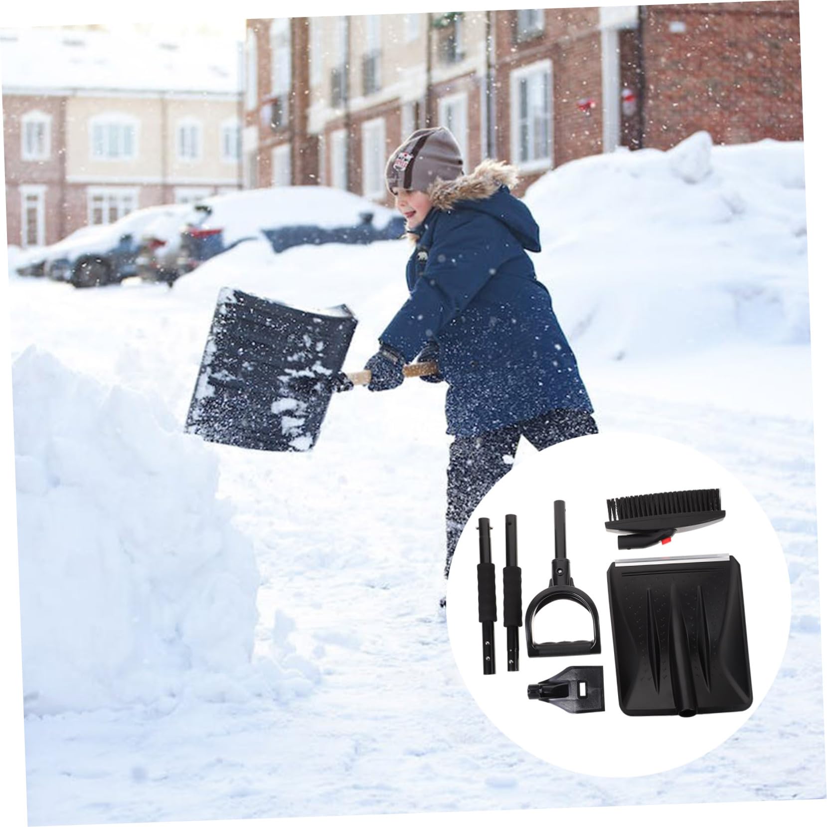 Pala de Nieve para Coche 1 Juego Acero Inoxidable y Abs Negro