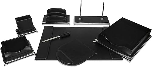 Majestic Goods Organizador ejecutivo de escritorio de oficina, negro y plateado (W1054)