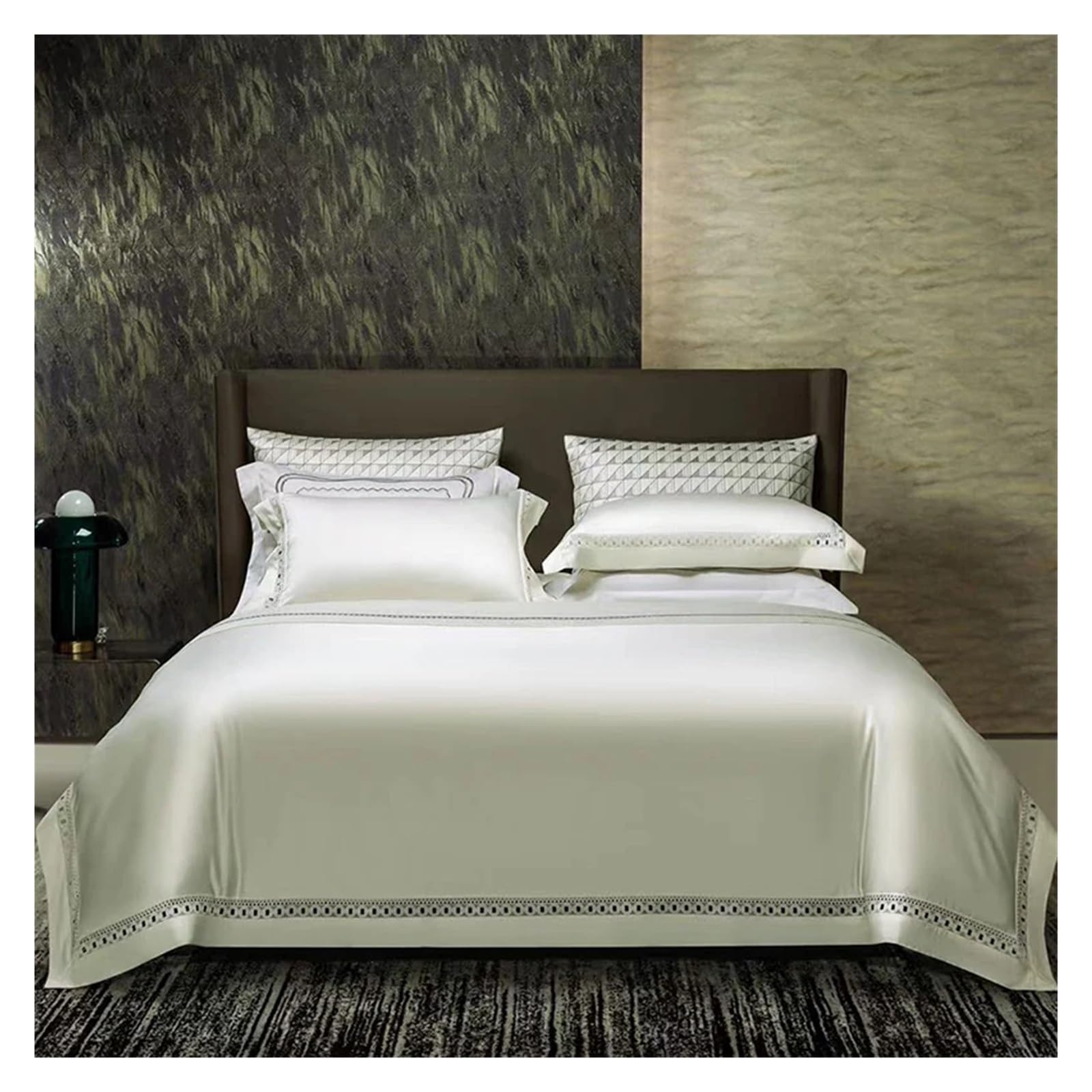 Sbcgfy White Duvet Cover Sets, 1500Tc Deluxe Egyptian Cotton King Size Duvet Cover Set Organic Washed Cotton, Linen Texture, Luxurious Soft Breathable Bedding Set,-Queen