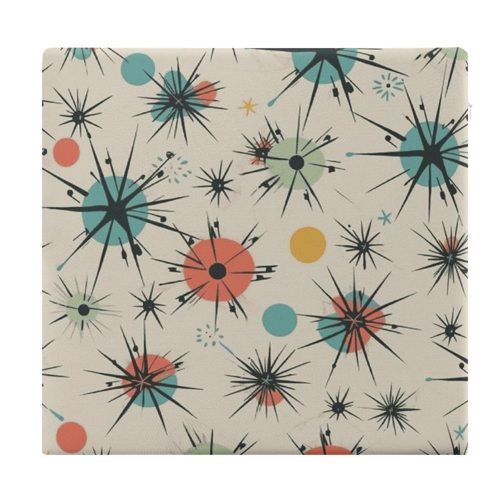 FekiLoot Atomic Stars Retro Pattern Seat Cushion for Dining Chairs Breathable Square Chair Pads Memory Foam Chair Cushions Comfortable Non-Slip Seat Pad Meditation Floor Pillow 13.8”x15”