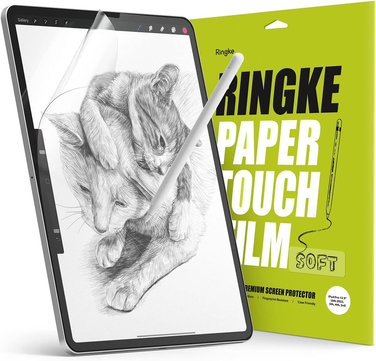 Ringke Paper Touch [Soft] Film Compatible with iPad Pro 12.9 Screen Protector (6th Generation 2022, 5th 2021, 4th 2020, 3rd 2018), Anti-Fingerprint Matte Paper Textured for Writing & Drawing - 2 Pack