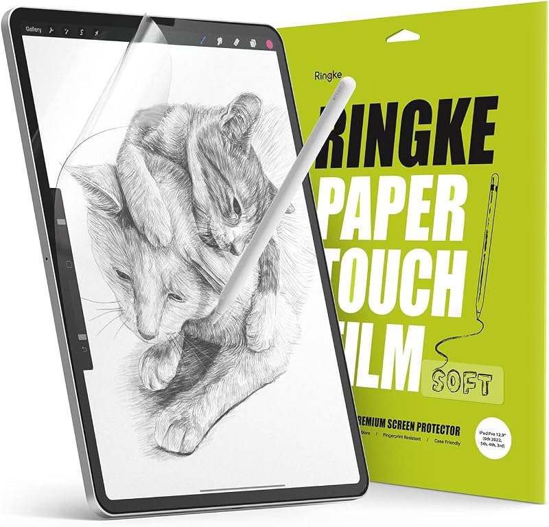Ringke Paper Touch [Suave] Película compatible con iPad Pro 12.9 Protector de pantalla (6.a generación 2022, 5.a 2021, 4.a 2020, 3.a 2018), papel mate antihuellas texturizado para escribir y dibujar - Paquete de 2