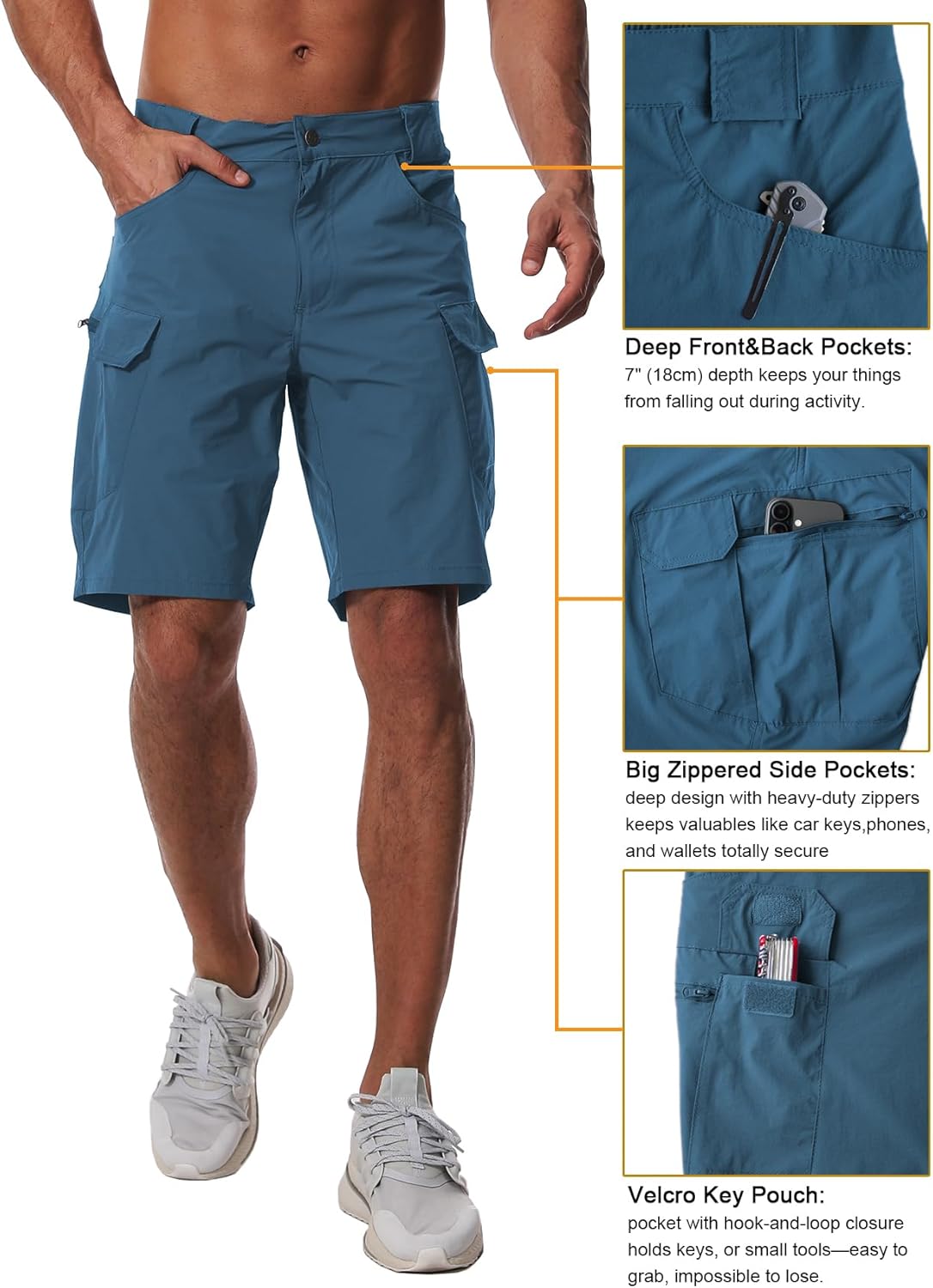 AUTIWITUA Men's Hiking Cargo Shorts Quick Dry 9" Lightweight Tactical Work Shorts with Pockets(No Belt) - Image 4