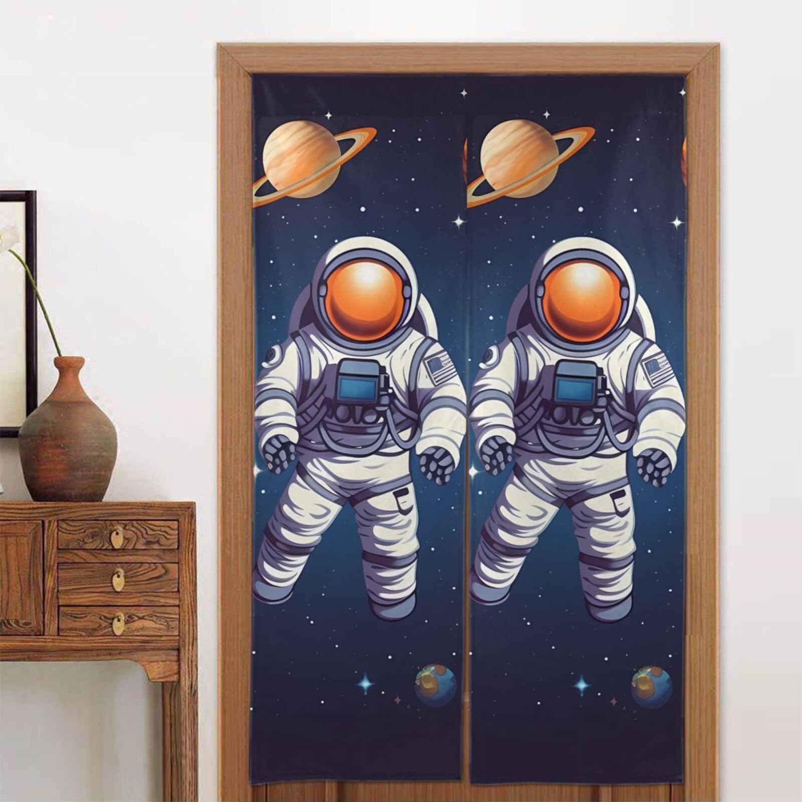 Rideau de porte astronaute BAFAFA Noren japonais 86x142 cm séparateur de pièce imprimé