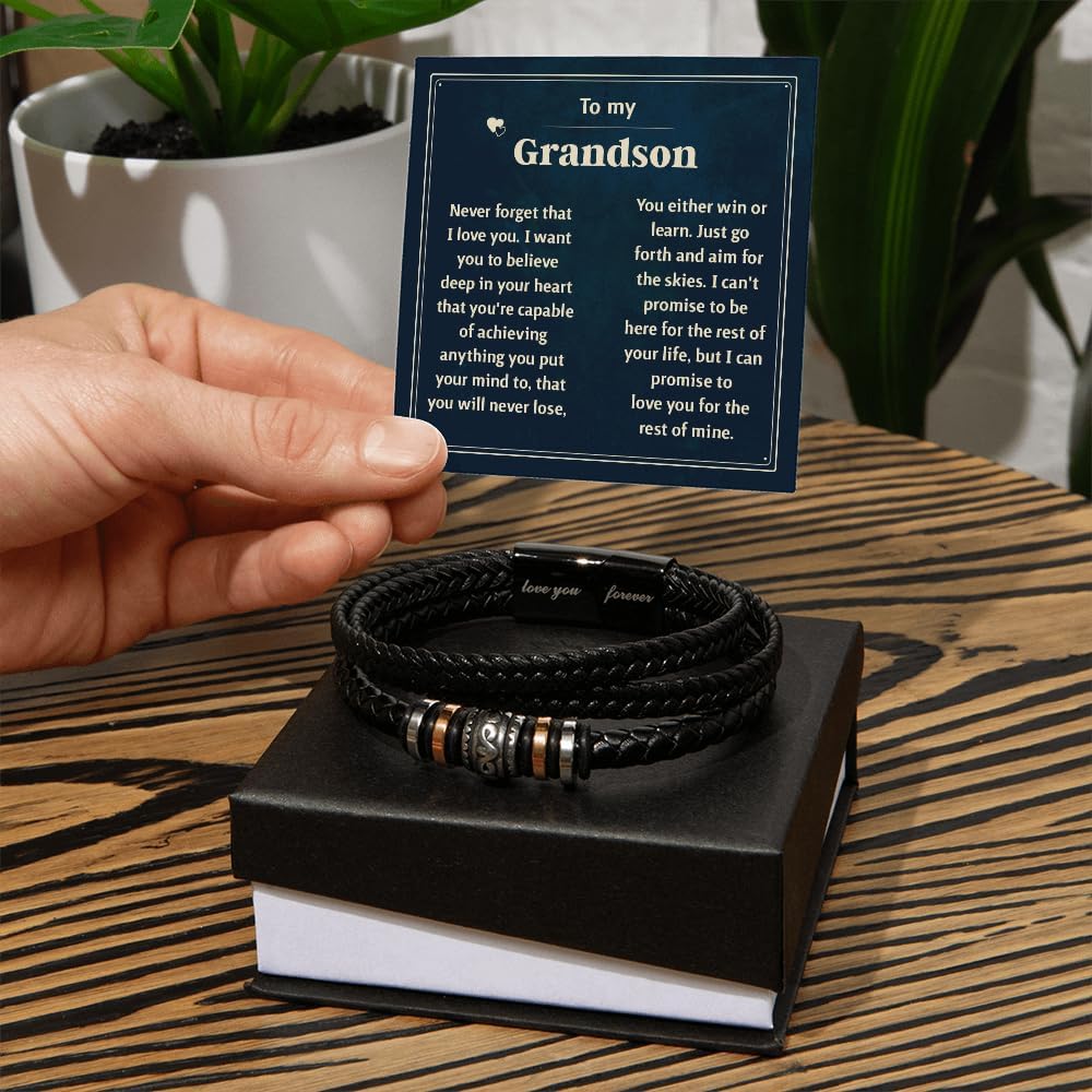 FG Family Gift Mall Grandson Birthday Ideas, Men Jewelry, Sentimental Gifts for Grandkid, Ideas for Grandson Grandkid Gifts from Granparent with Message Card and Gift Box - Image 7