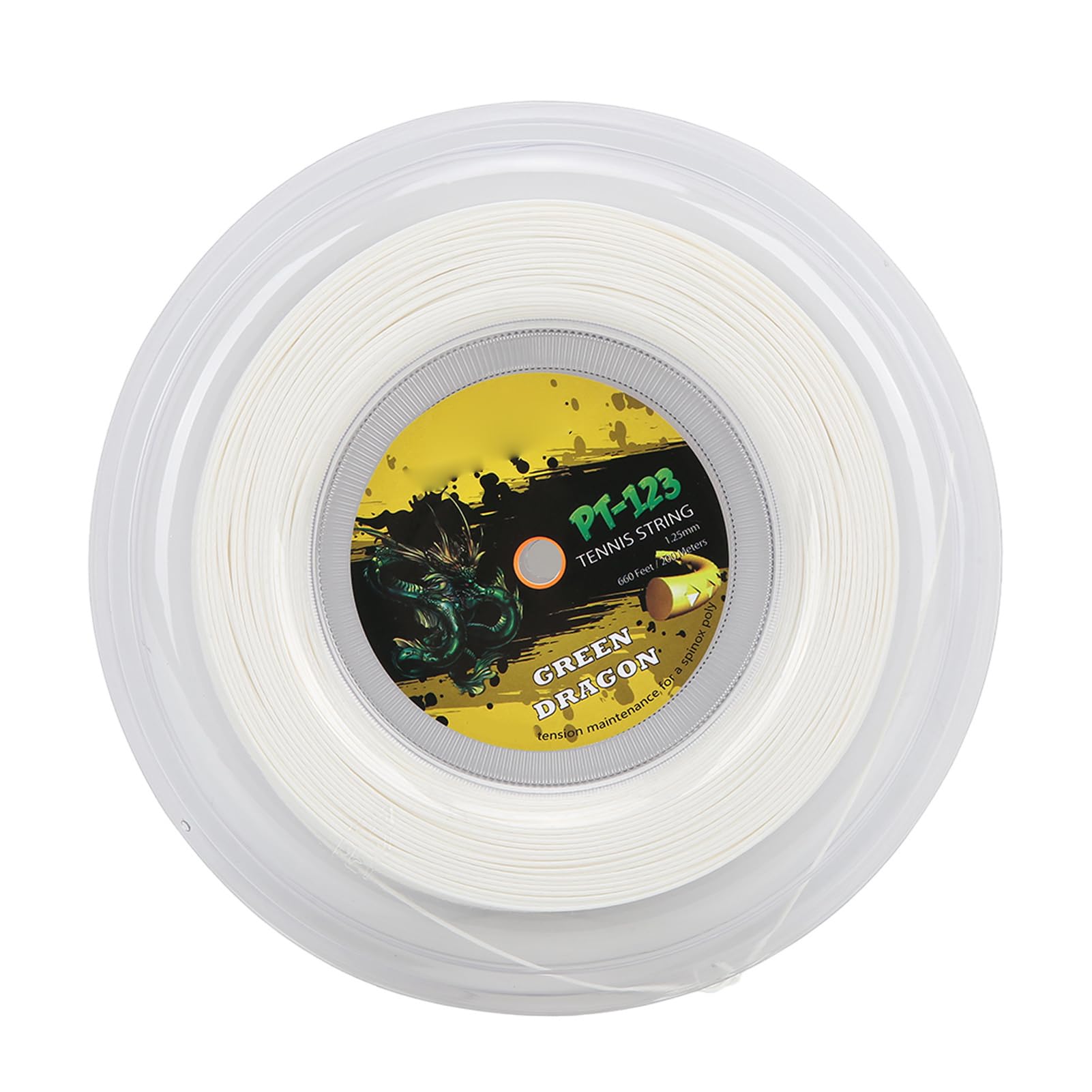 Cloimei Professional Tennis String 200m Reel Polyester 1.25mm High Performance Durable Racket Wire for Training Competition and Recreational Play 17 Gauge Sports Equipment (White)