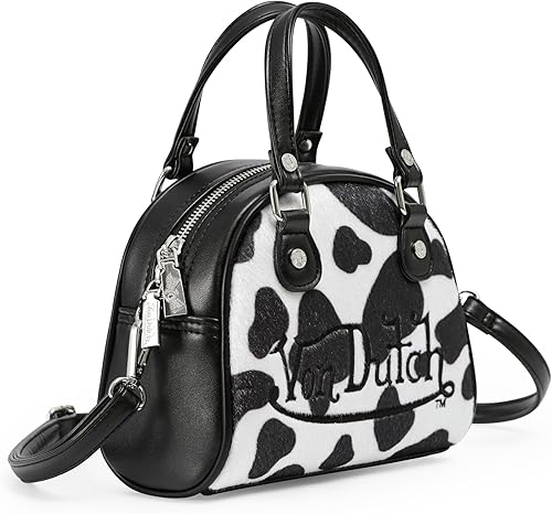 Miniatura 4 de Von Dutch Bolso de bolos con estampado de vaca para mujer, elegante bolso de mano para mujer con correa ajustable, interior espacioso y piel