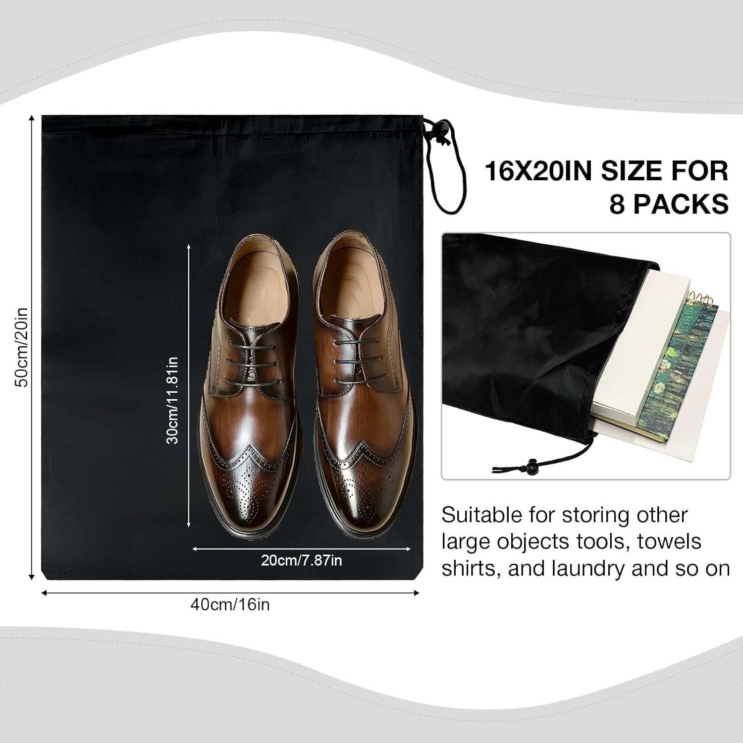 HIIXHC 8-Pack Drawstring Bags with Toggle, Durable Nylon Backpack, Cinch Sack and Ditty Pouch for Gym, Sports, Travel, and Daily Use - Image 2