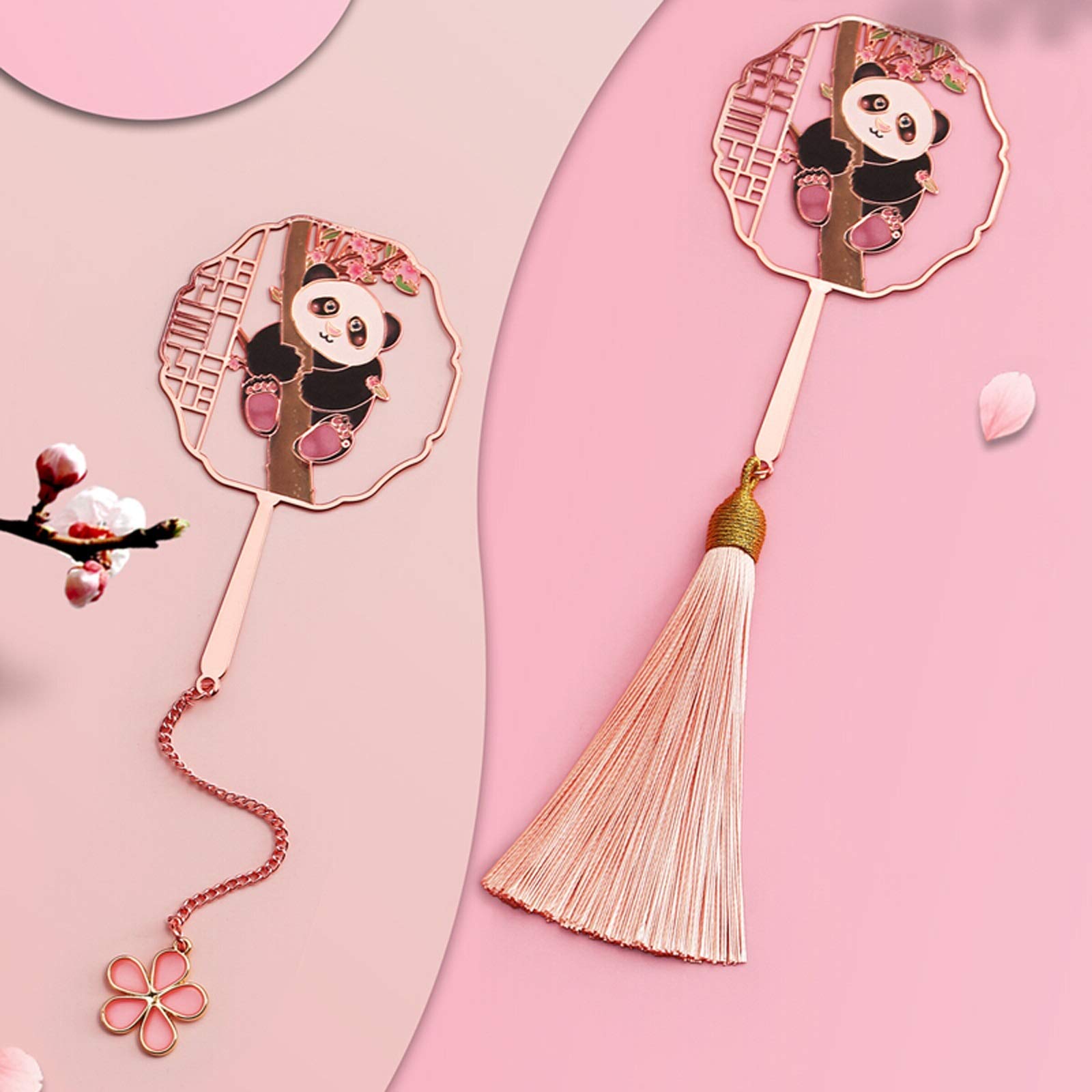 Lesezeichen Metall-Panda-Lesezeichen schöne Retro-Messing-Lesezeichen mit Anhänger und Quasten-Buchmarkierungen Leserinnen und Kinder Buch Markierungen (Color : A)