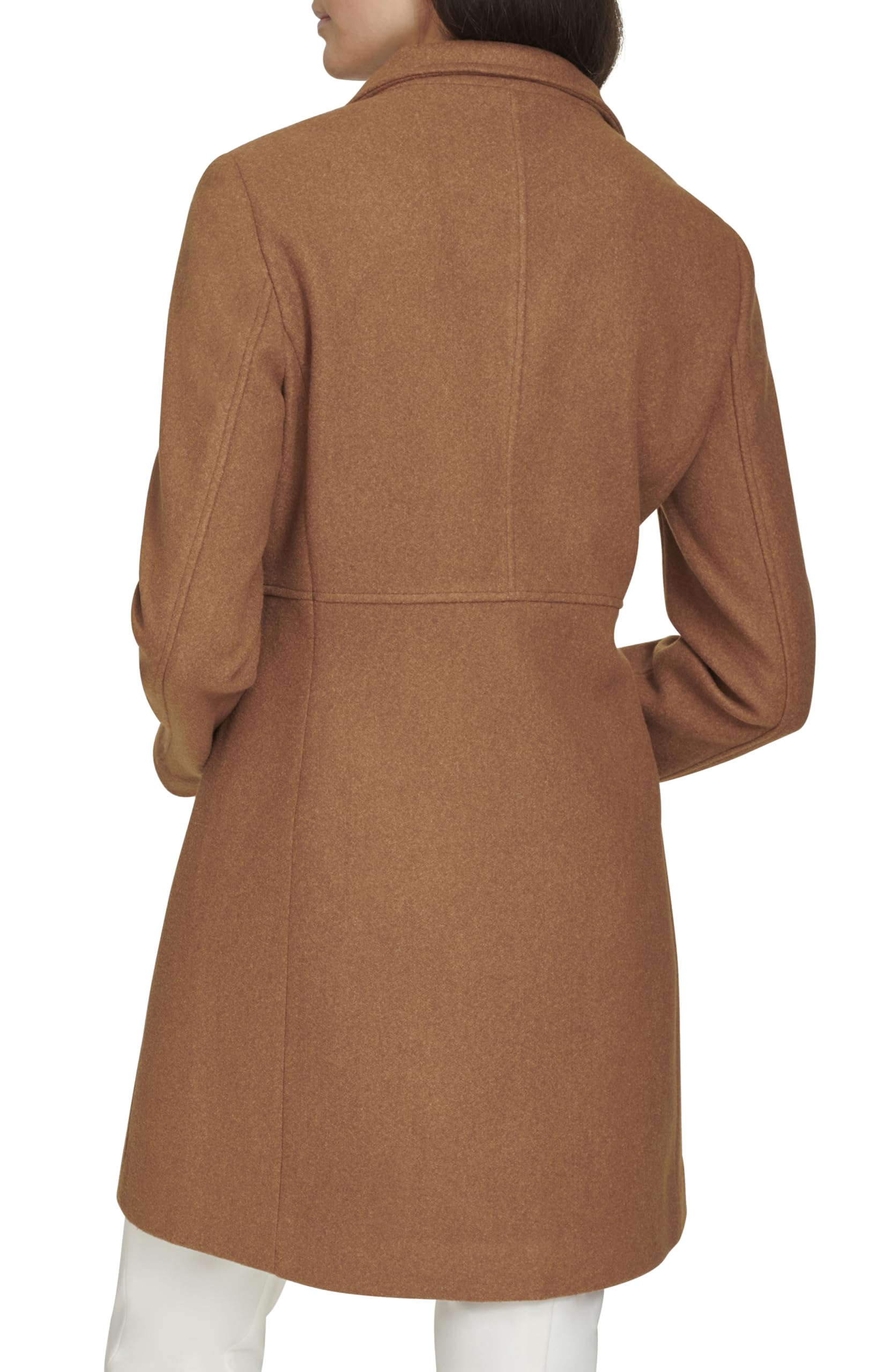 Calvin Klein Damen Faux Wool Coat – Long Button Front Dress Coat With Stand Collar Erbsenmantel (1er Pack)