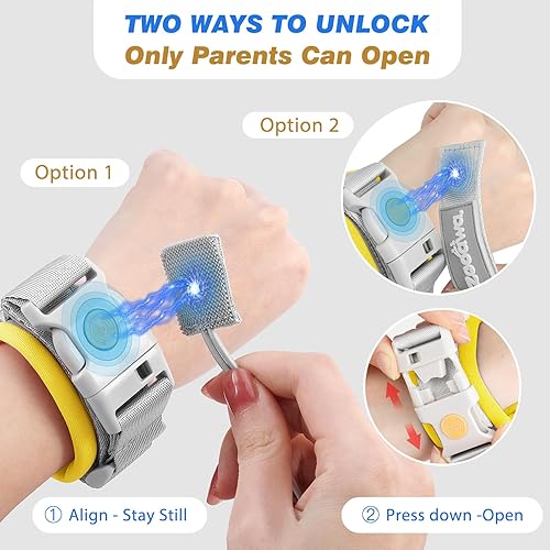 Miniatura 3 de Zooawa Correa para niños pequeños, arnés antipérdida de muñeca con bloqueo magnético, correa reflectante de seguridad para caminar para niños y