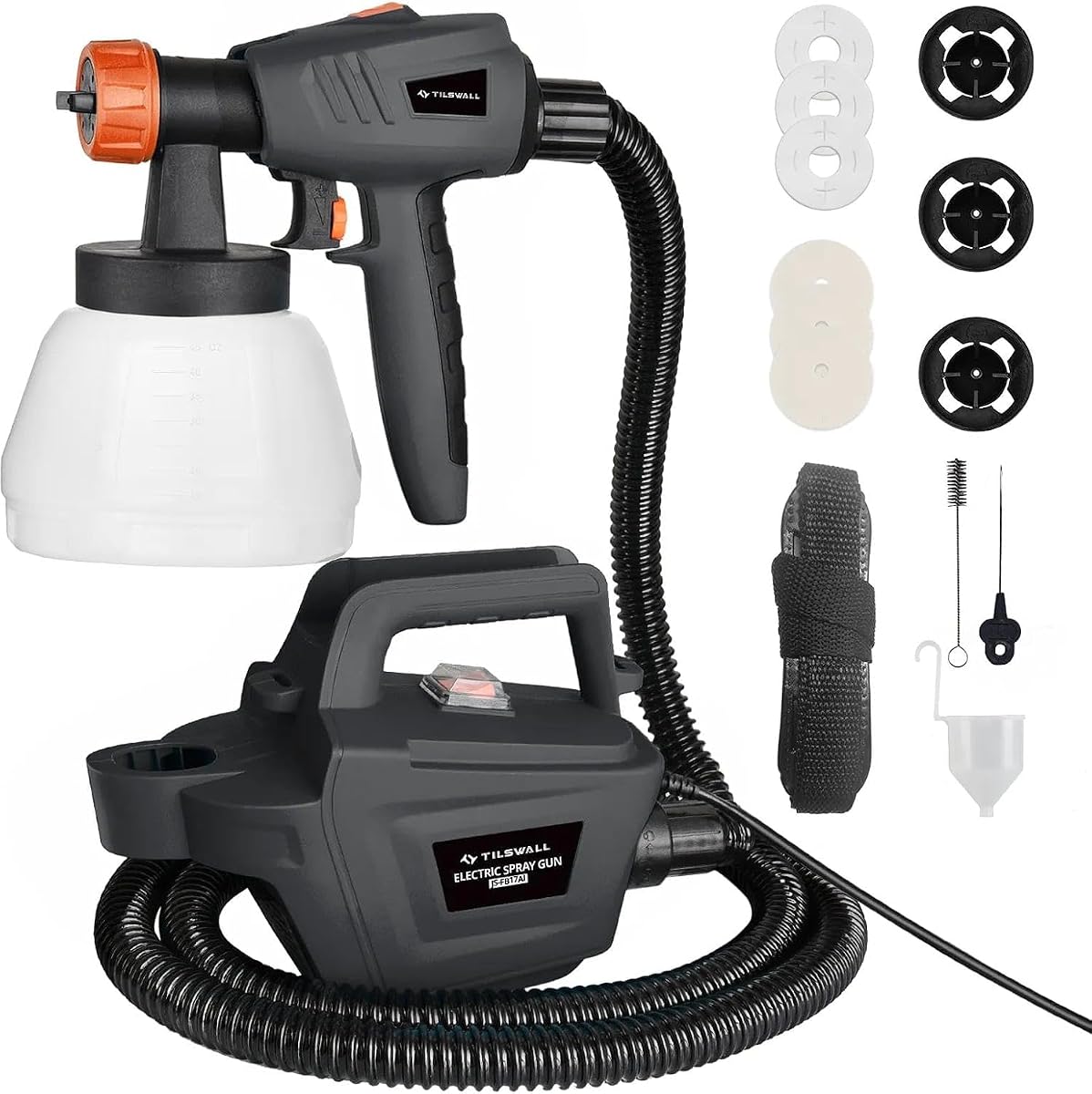 Tilswall Fence Paint Sprayer 800W, Electric Paint Gun HVLP Spray Gun, Grey