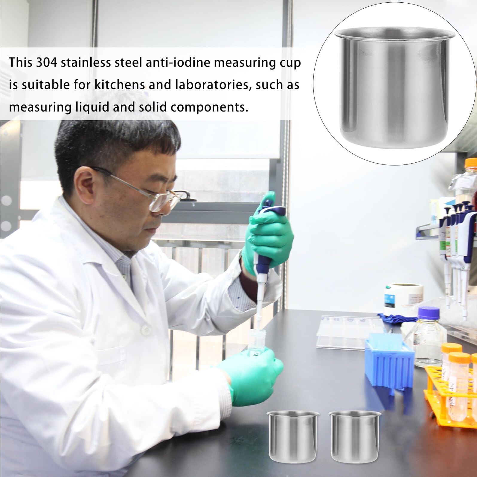 LABRIMP 6 Piezas Vasos Medidores Inoxidable para Muestras de Resistentes y Duraderos sin Herramienta de Medición y Ligera para Uso Doméstico y Restauración