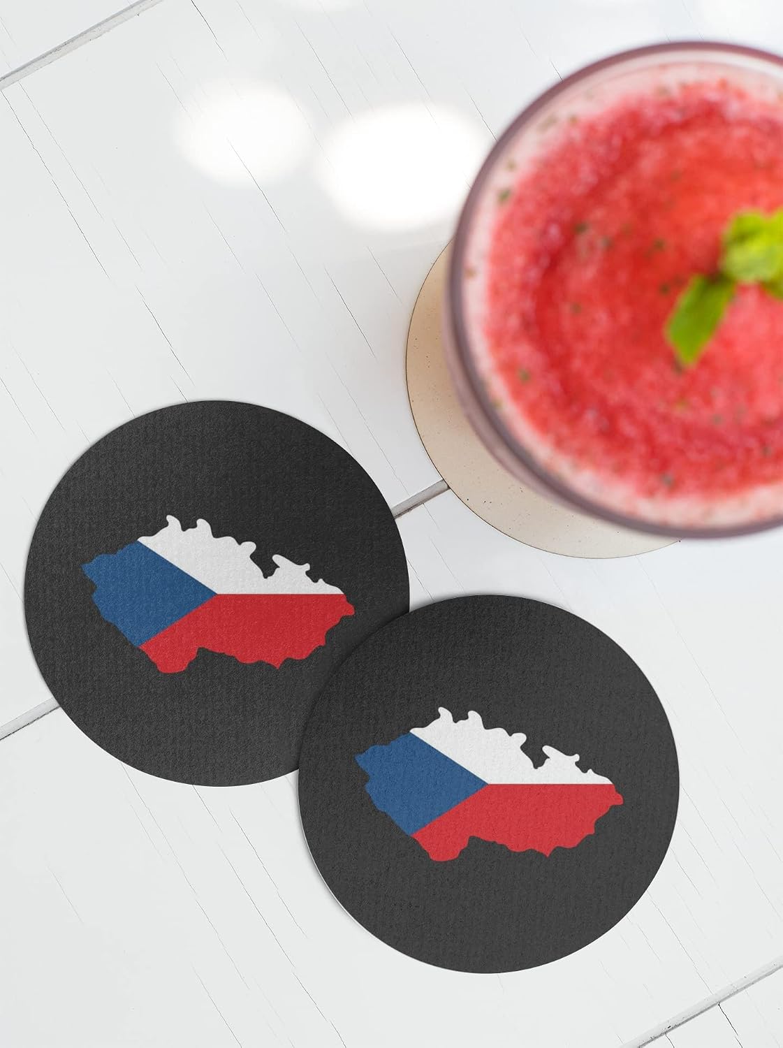 Enclave Haven, Set of 4 Czech Republic Neoprene Drink Coasters, 4x4 Inch, Cool Room Decor, Unique Coasters, Cute Desk Decor, (Czech Republic)