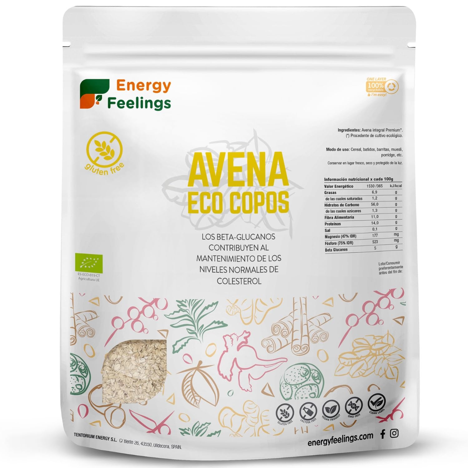 Copos de Avena ECO sin gluten Energy Feelings 500 g