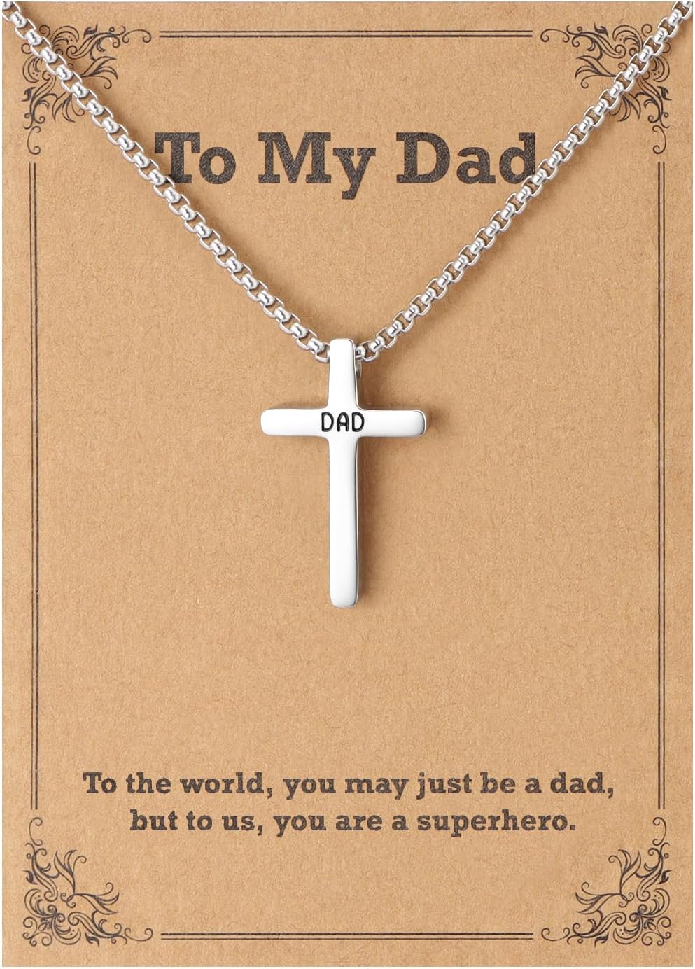 Lcherry Mens Cross Pendant Necklace Stainless Steel Box Chain Cross Necklace for Men Religious Christian Religious Gifts for Him