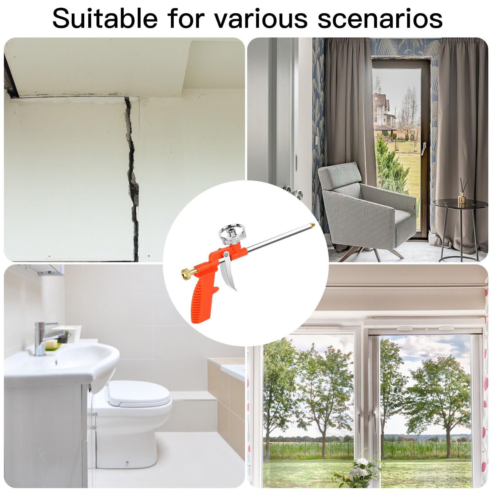 Pistola Schiuma Poliuretanica,2 Pezzi Professionale Pistola a schiuma,Pistola Sigillante Schiuma Erogazione di costruzione,per Sigillatura Riempimento