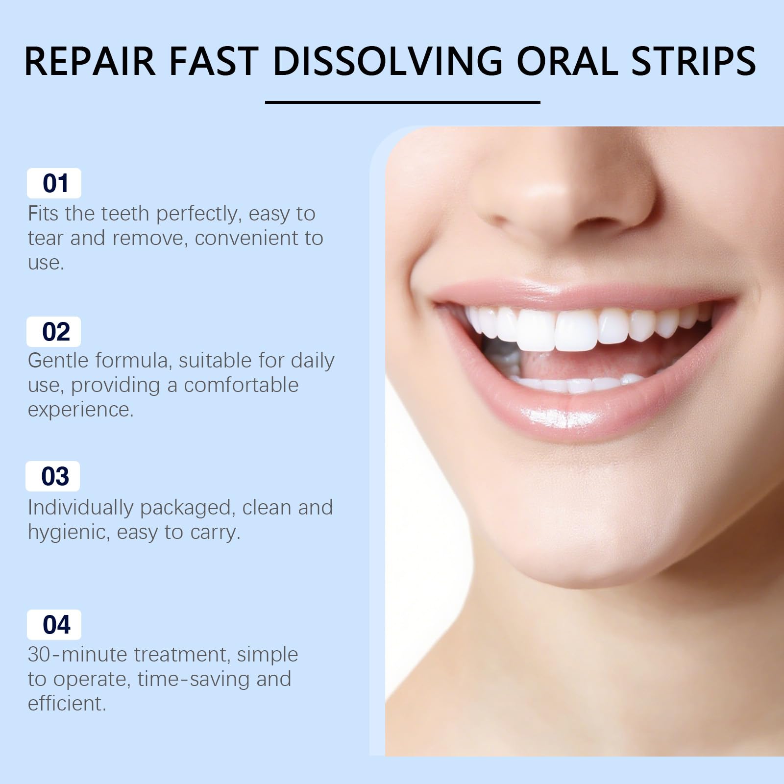 Strisce orali Glimmerly per denti e gengive, strisce a rapida dissoluzione per uno sbiancamento delicato, supporto gengivale e alito fresco, formula naturale per uomini e donne,3PCS