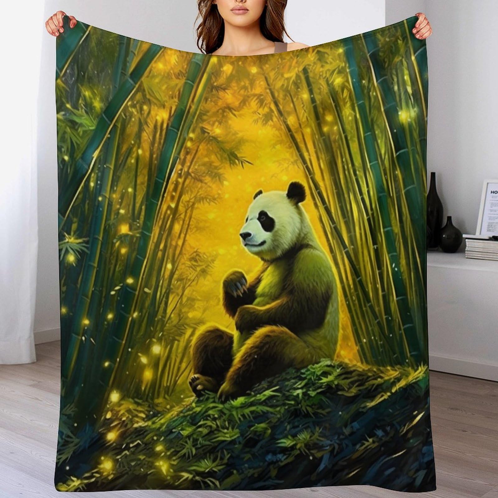 Couverture panda moelleuse en polaire flannel isolante et super chaude pour l'hiver
