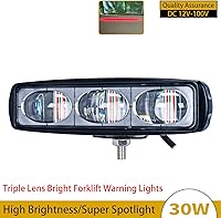 Vista 2 de Luz de advertencia de montacargas de alto brillo de 3 lentes, luz LED roja de seguridad para carretilla elevadora, 30 W CC 12 V-100 V, haz ajustable