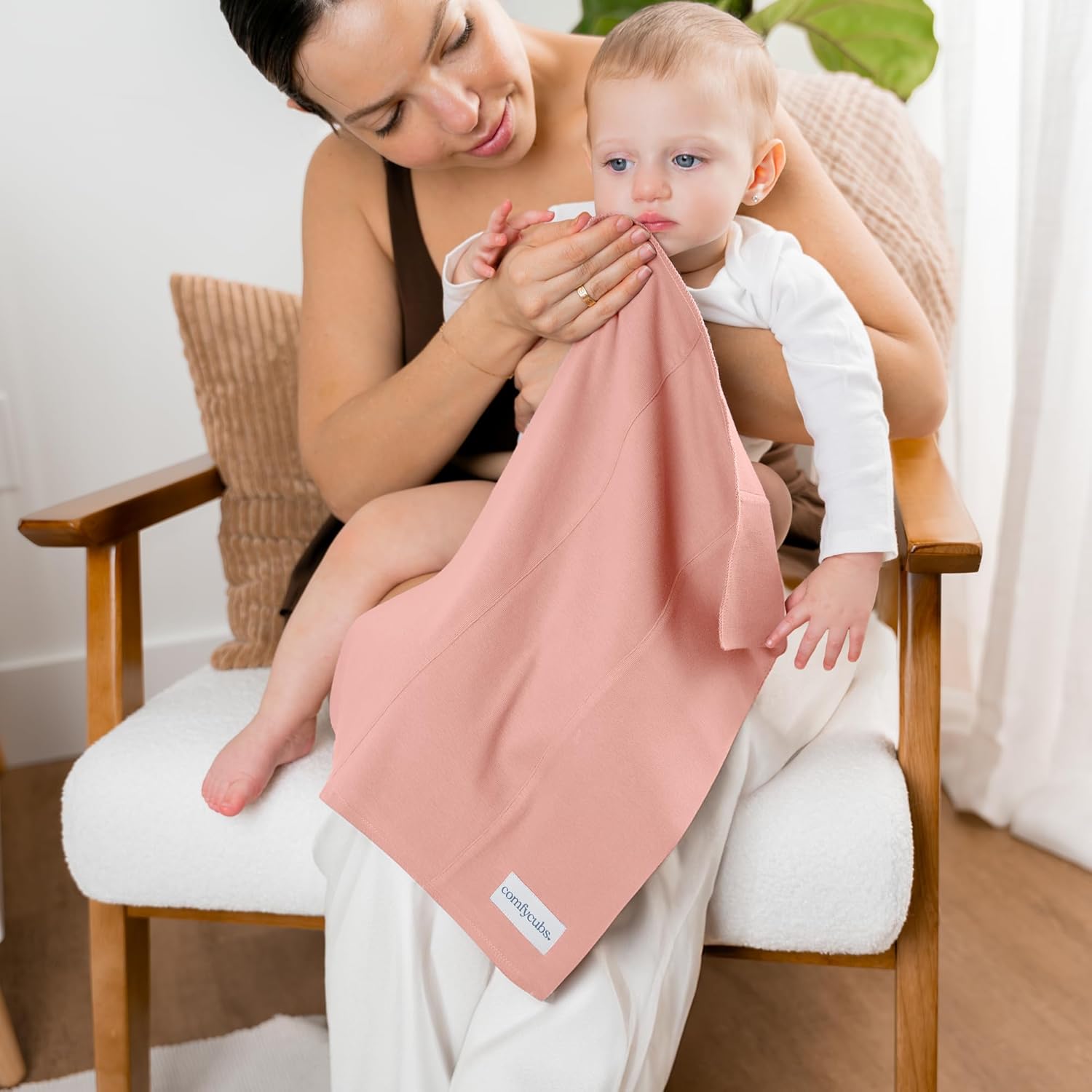Comfy Cubs Burp Cloths 6 Pack and Swaddle Blankets for Baby Girl Bundled