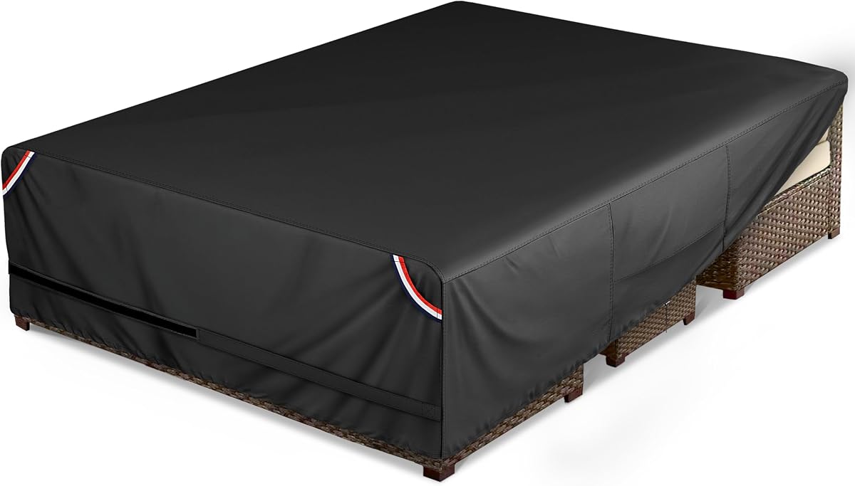KylinLucky Outdoor Patio Furniture Set Covers 126 x 63 inch Waterproof | fit 125 x 62,124 x 61, Weatherproof Rectangular Cover, Heavy Duty 600D for Outside Dining Table and Chairs