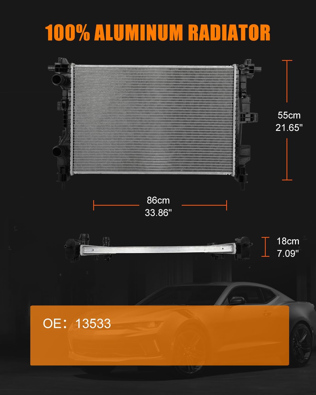 ASAPE Aluminum Radiator Fit for 2015-2021 for Jeep for Renegade Latitude, 2016 for Jeep for Renegade Dawn Of Justice, Replace13533
