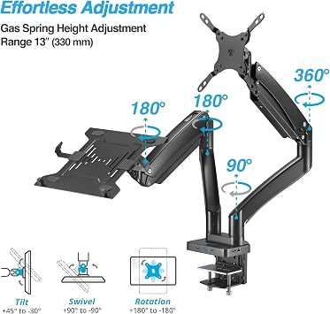 Dual Monitor Arm Desk Mount with 15 Laptop Tray & USB-C&A Docking Station