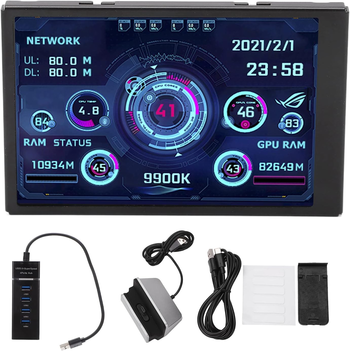 3.5 Inch IPS USB Mini Screen PC CPU HDD Data Monitor Computer Temperature Display Type C Electronic Equipment Monitoring