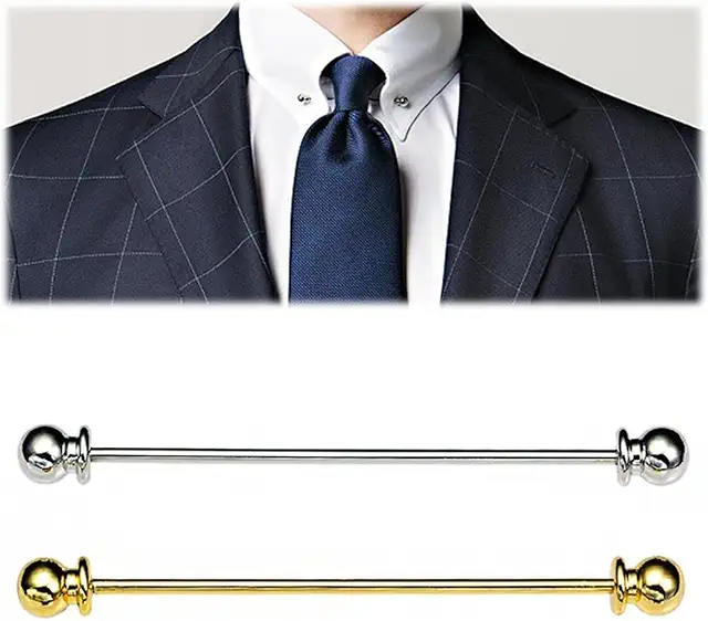 2 Pcs Collar Pins Set - Kraag Kopen - Silver/Gold Metal Tie Pins for Men