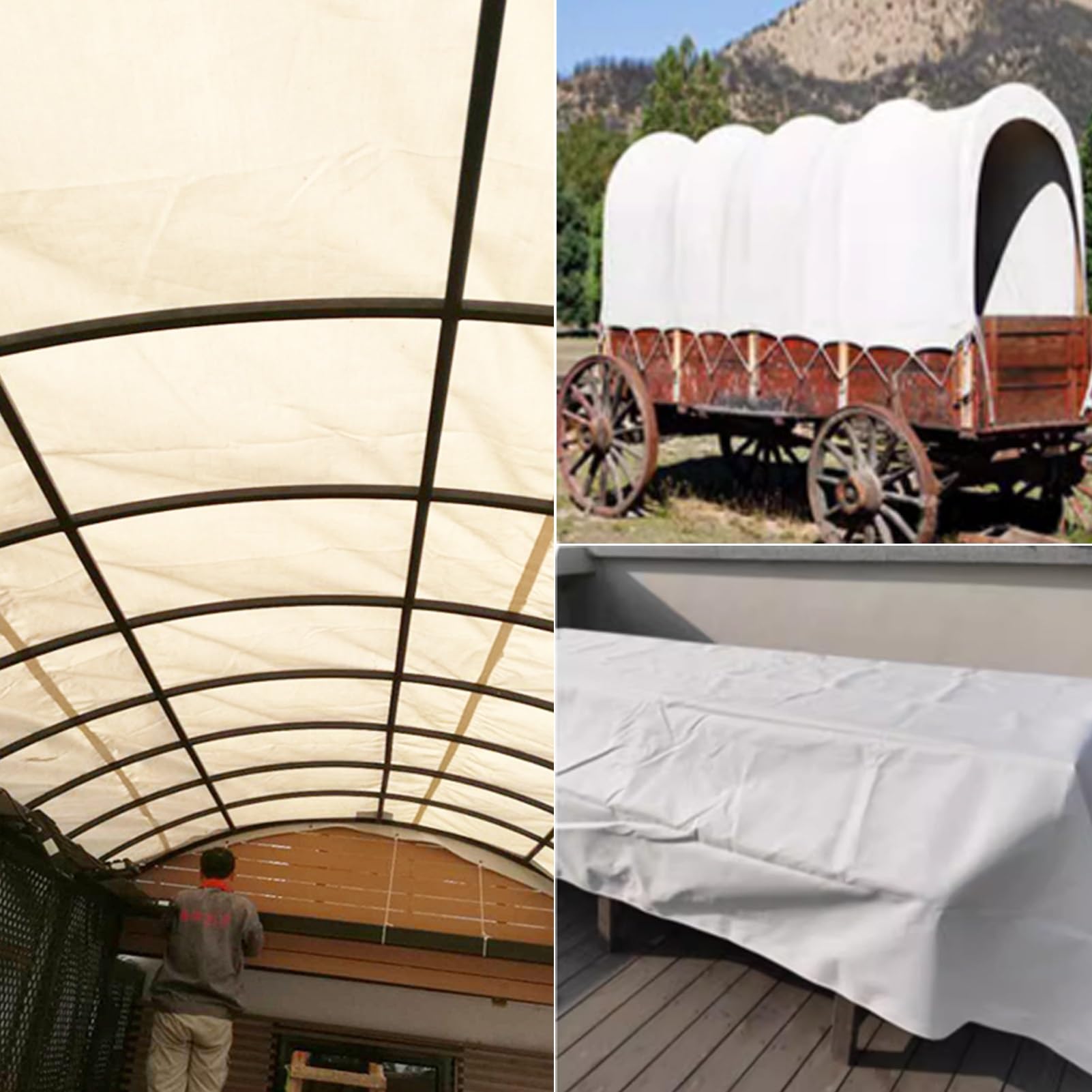 Grande telone Bianco ombreggiante in Tela 2x2,5 m, 3x3 m, 3x4 m, Pieghevole, Antipioggia, per Campeggio, Veranda, Patio o Campeggio all'aperto, Telo di Fondo Resistente con occhiel
