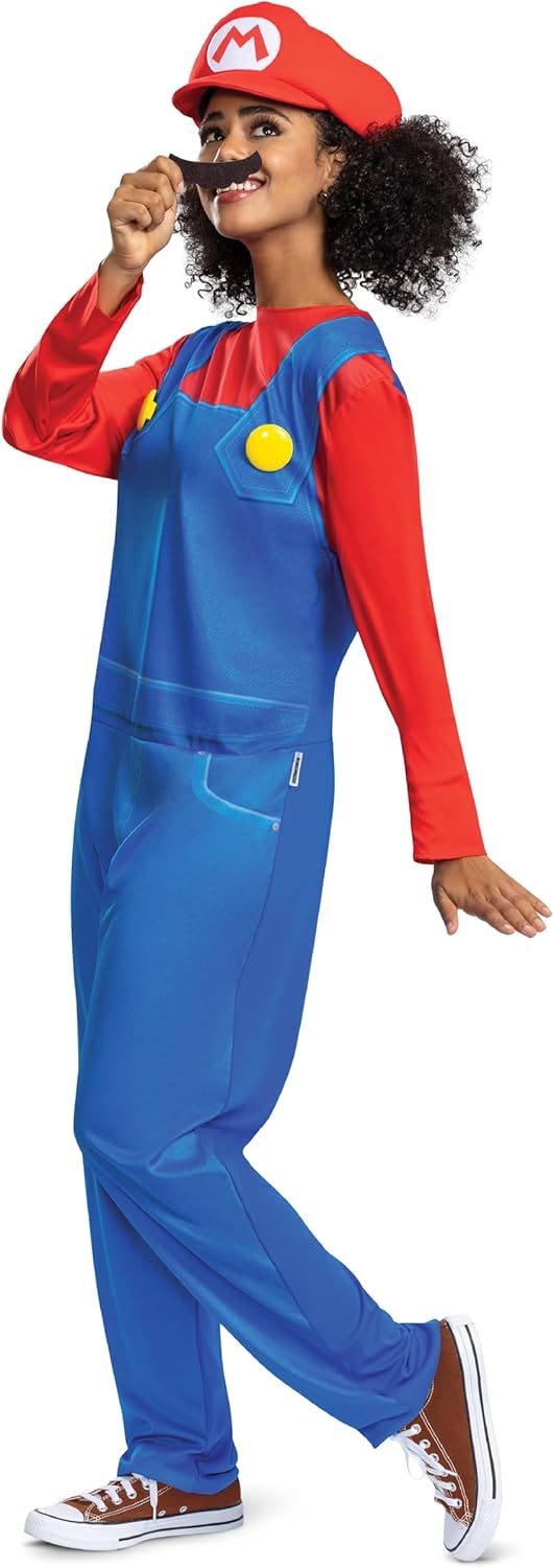 Disguise Mario Costume for Adults, Official Super Mario Bros Elevated Classic Adult Costume, Size Adult L/XL
