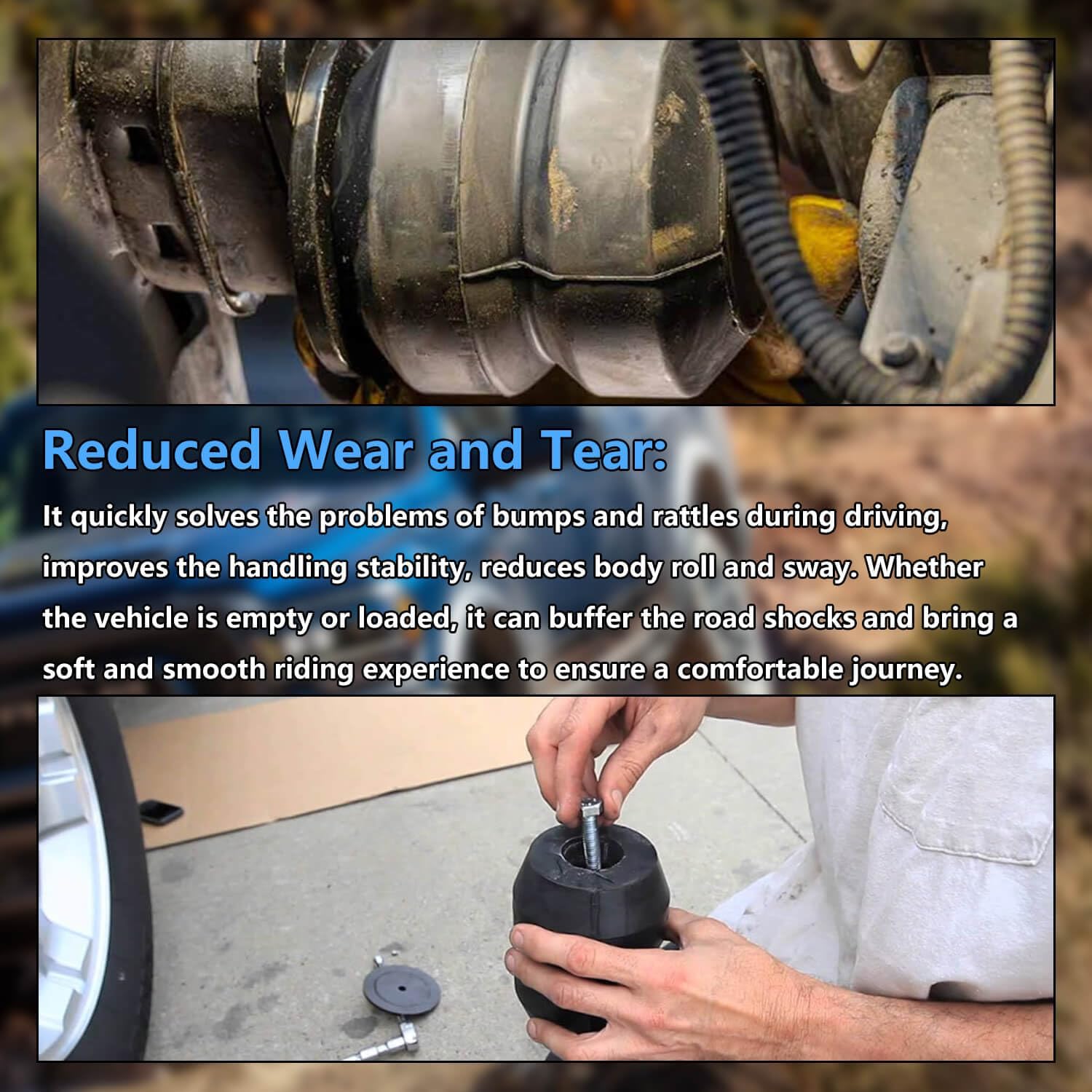 Rear Rubber Helper Suspension Spring Kit Compatible with 2003-2024 Dodge Ram 3500 RWD/4WD Pickups, Load Support Bumper Stop Cushions, Replace OEM DR3500CA