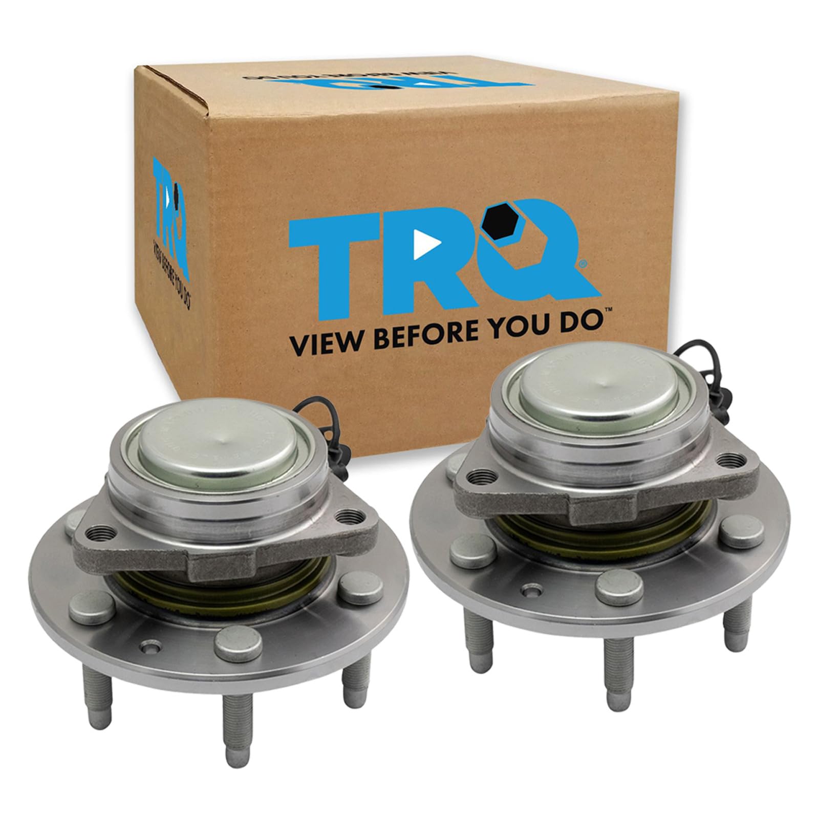 TRQ 2 Piece Front Wheel Bearing &amp; Hub Assembly Set with ABS Sensor
