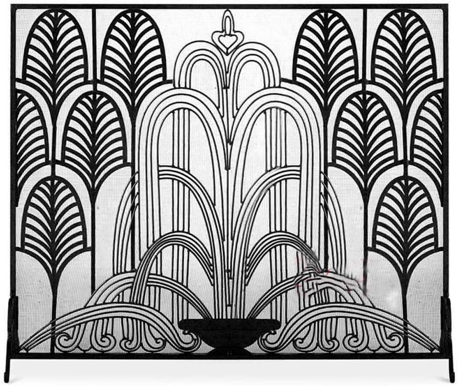 Square Fireplace Screen, 81" H x 92" W Fire Guard & Spark Guard, Durable Noir Spark Cover for Home Safety & Decoration - Stylish Fire Place Protection