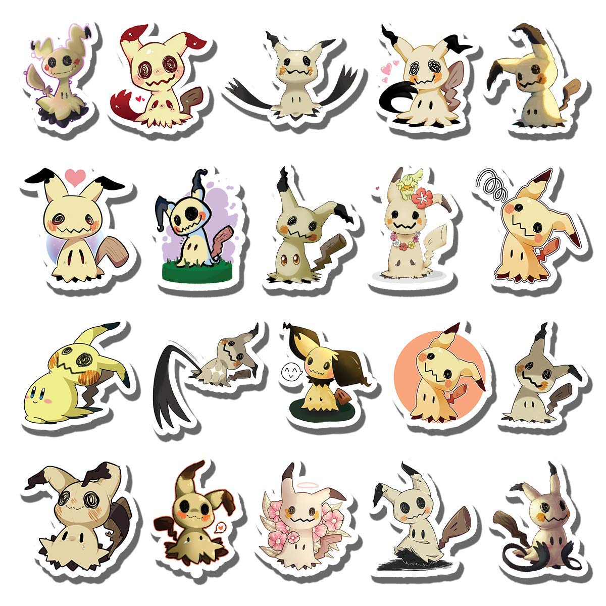 20 PCS Stickers Pack Mimikyu Aesthetic Vinyl Colorful Waterproof for Water Bottle Laptop Bumper Car Bike Luggage Guitar Skateboard - 