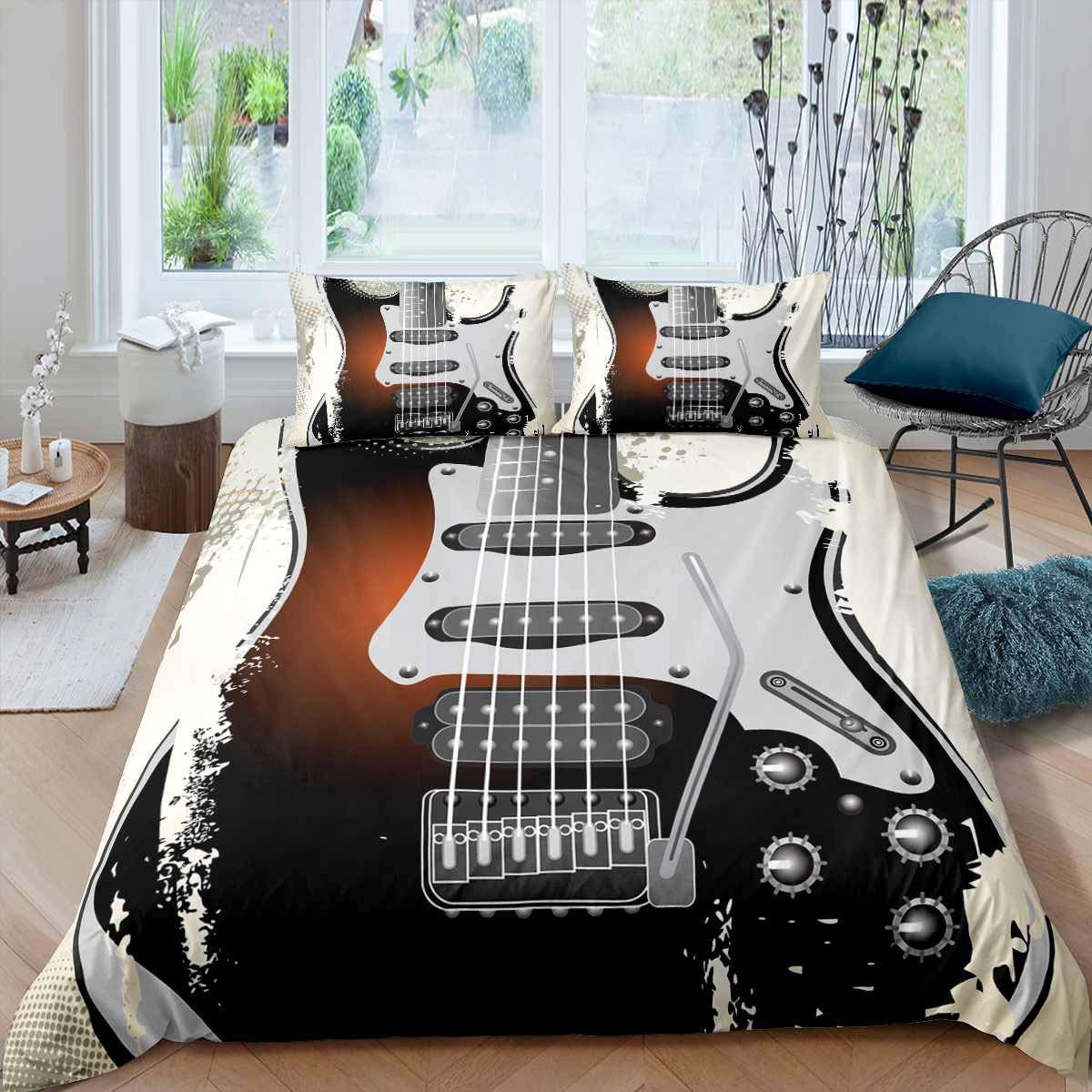 Housse de couette guitare rock super king pour rajeunir une chambre d'ado