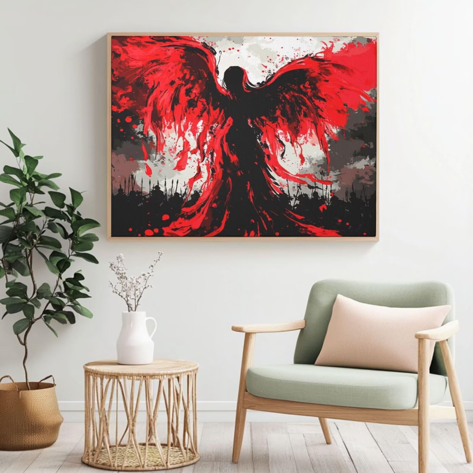 MK387 Malen-nach-Zahlen-Set für Erwachsene, Malen-nach-Zahlen-Set, Motiv: Engel zum Selbermachen, Acrylfarbe nach Zahlen für Erwachsene/Anfänger, Ölgemälde, Basteln für Zuhause, Wanddekoration – (90 x