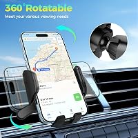 Brencco autós telefontartó szellőzőrácsra 360° forgatható univerzális 4-7 hüvelykes okostelefonokhoz - Mobile phone holder auto-V1 5