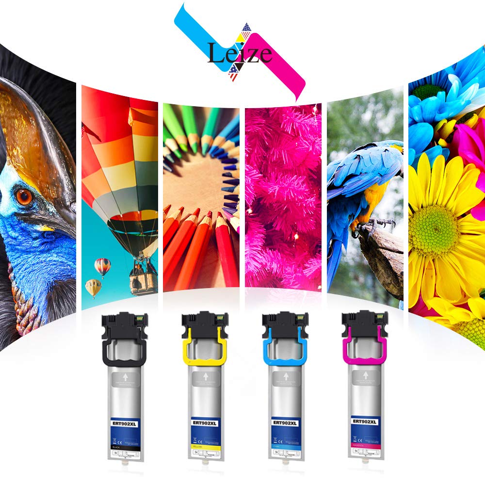 Leize Remanufactured Ink Cartridges Replacement for Epson 902 902XL T902XL T902,4-Pack High Yield T902XL120 T902XL220 T902XL320 T902XL420, use for Epson Workforce WF-C5210 WF-C5290 WF-C5710 WF-C5790