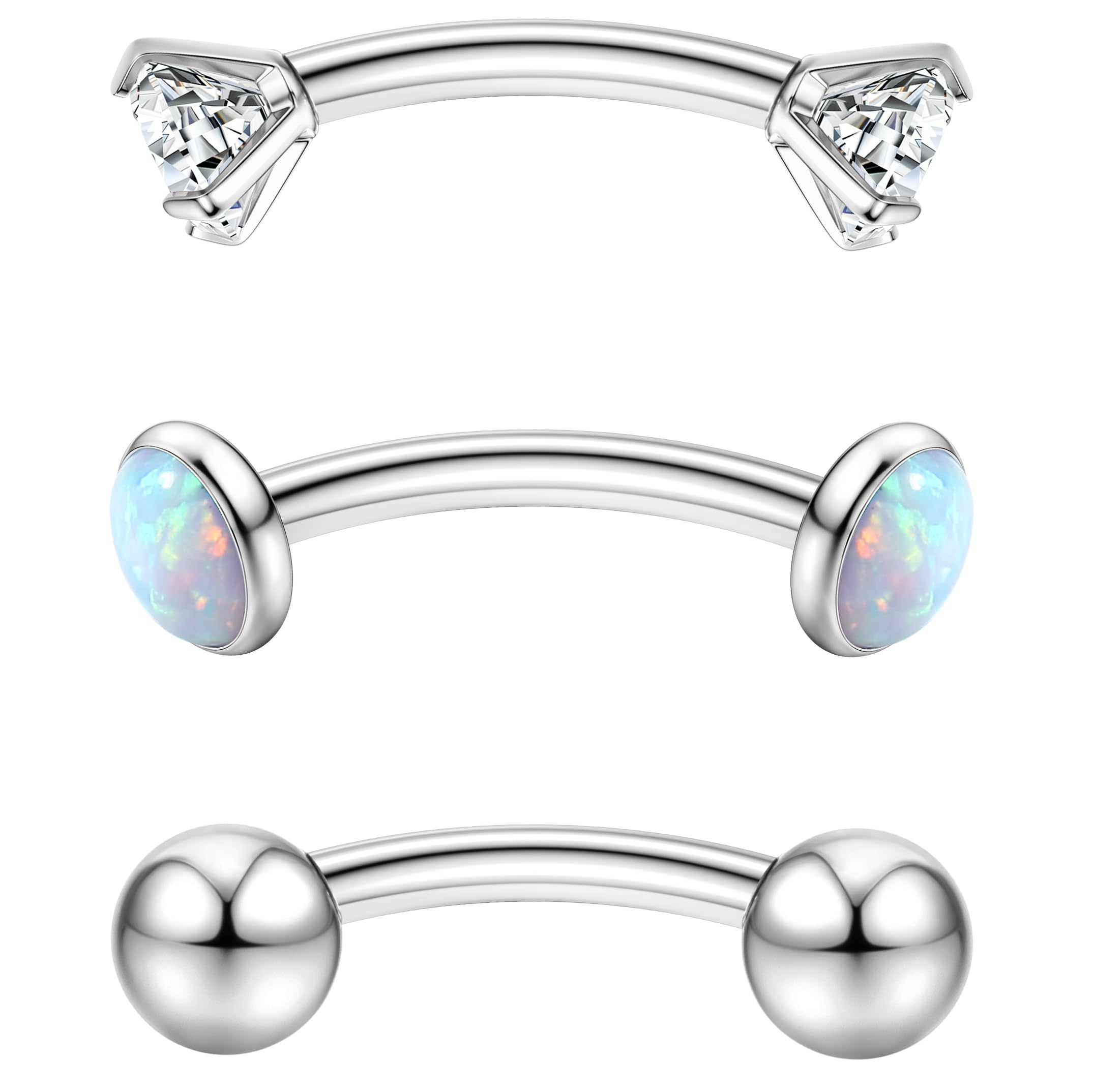 Chriscoco 16G Piercing Ceja de G23 Titanio Piercing Curvados Barbell Piercing Rook Piercing Ombligo Helix Rook Cartilago Oreja Piercing 6mm 8mm 10mm