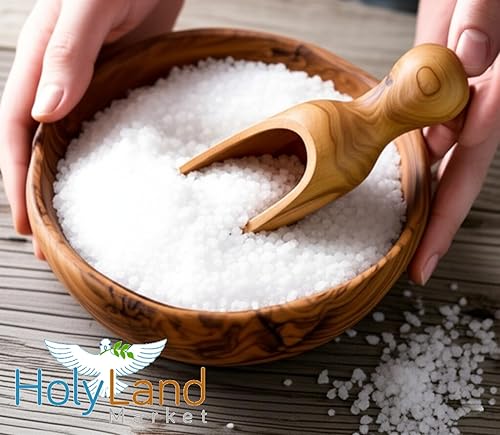 Holy Land Market Cuchara/cuchara de sal de madera de olivo – Pala pequeña hecha a mano, 3 pulgadas, marrón, utensilios de cocina mediterránea –