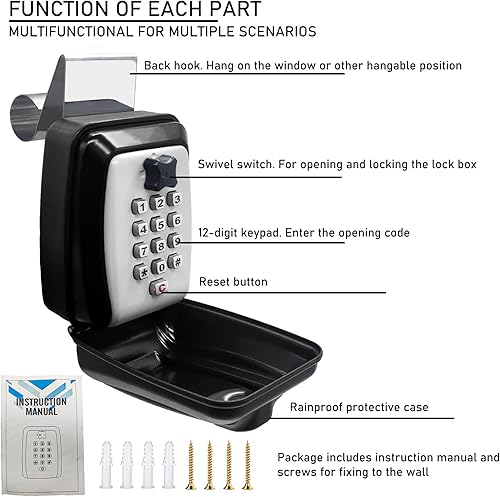 Miniatura 6 de Nexjy Caja de bloqueo para ventana de automóvil SL-591, caja de seguridad para colgar en la ventana del automóvil, caja de seguridad para llave de