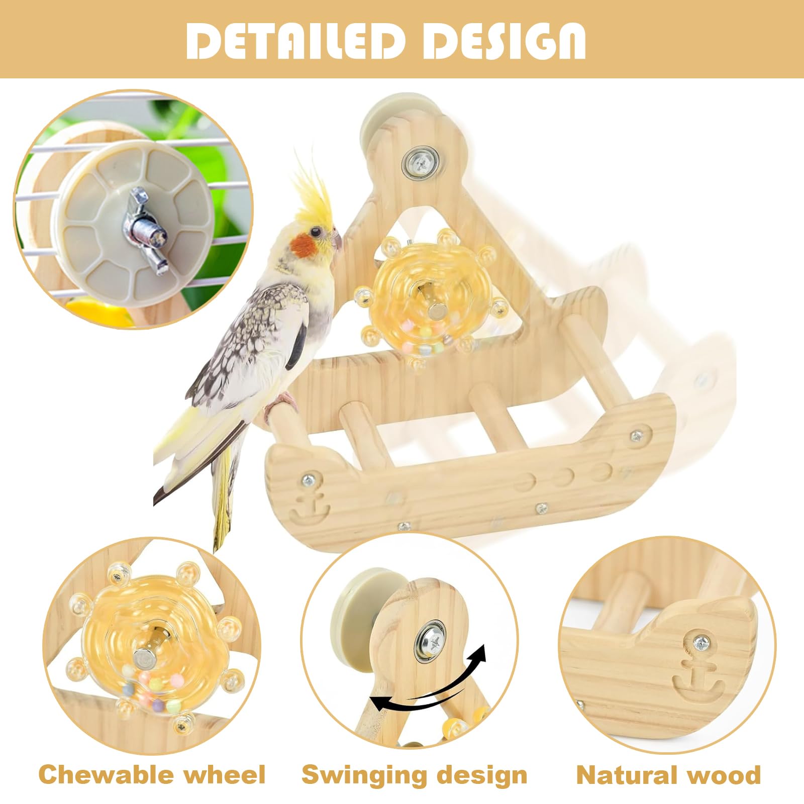 Altalena In Legno Per Uccelli Giocattolo Per Pappagalli Accessori Per Gabbia Per Uccelli Decorazione Gabbia Per Uccelli
