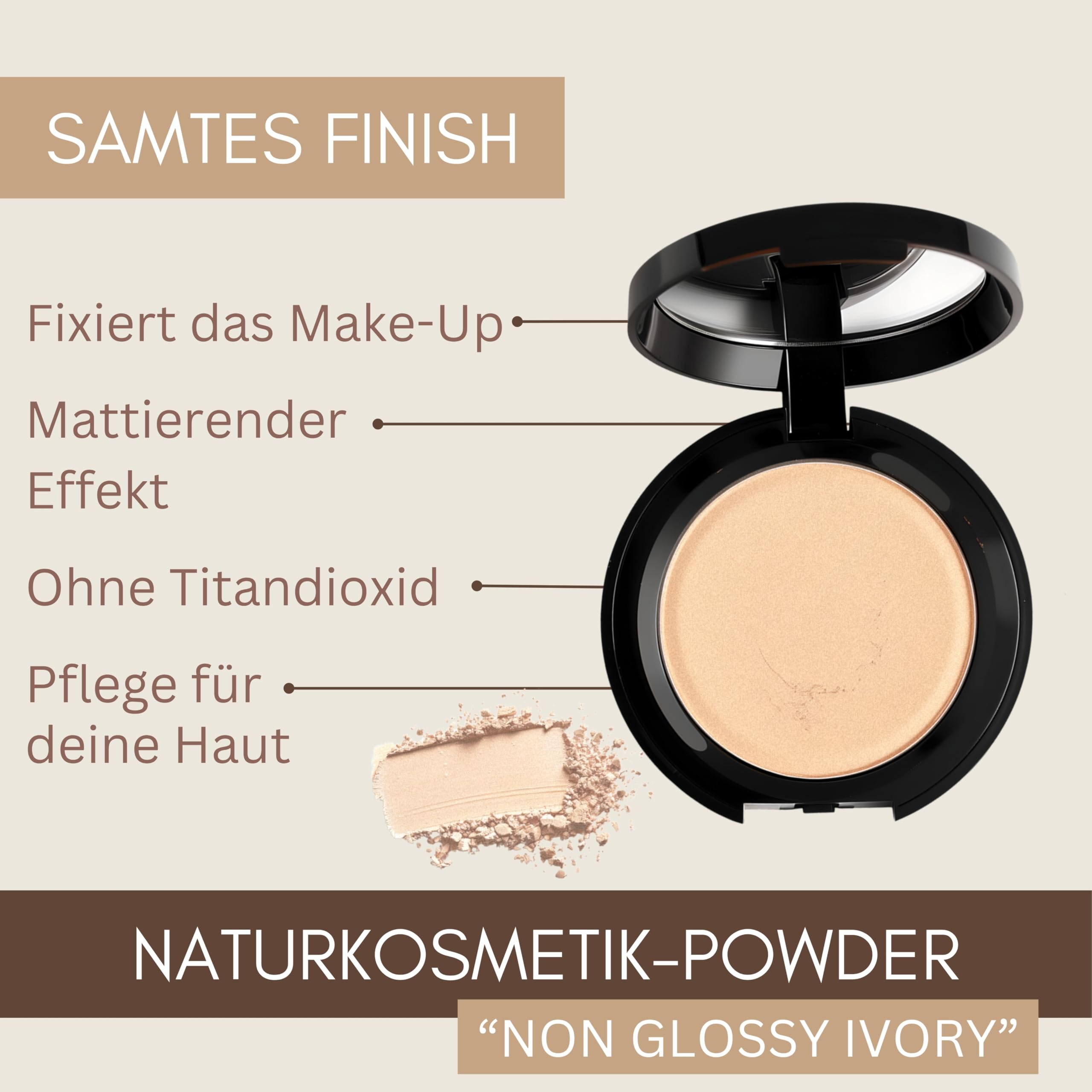 Thats me organic Bio Powder (Non Glossy Ivory) – Mattierend, vegan & ohne Titandioxid – Samtiges Finish mit Mandelöl & Vitamin E – Setting Puder