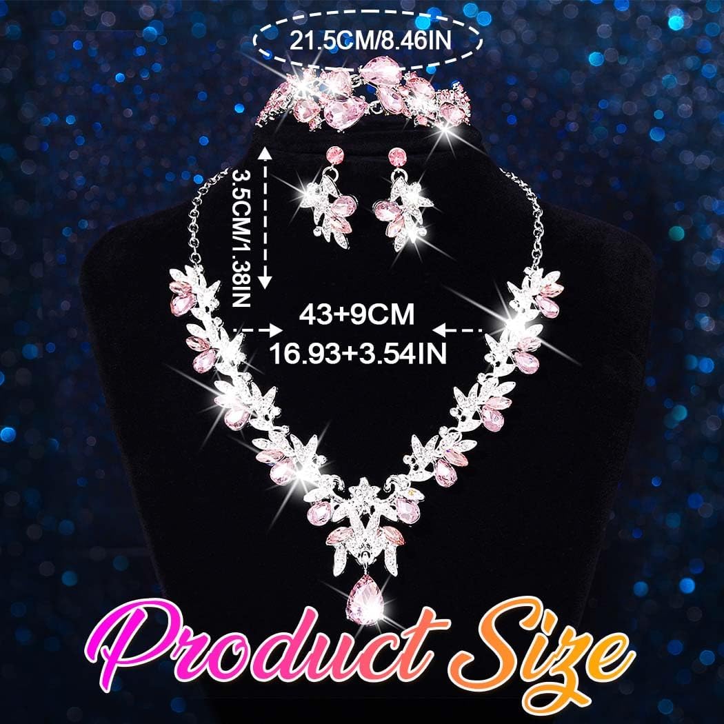 Unicra Gold Jewelry Sets Rhinestone Wedding Necklace Earrings Bracelet Set Prom Formal Indian Costume Jewelry for Women and Brides image 5
