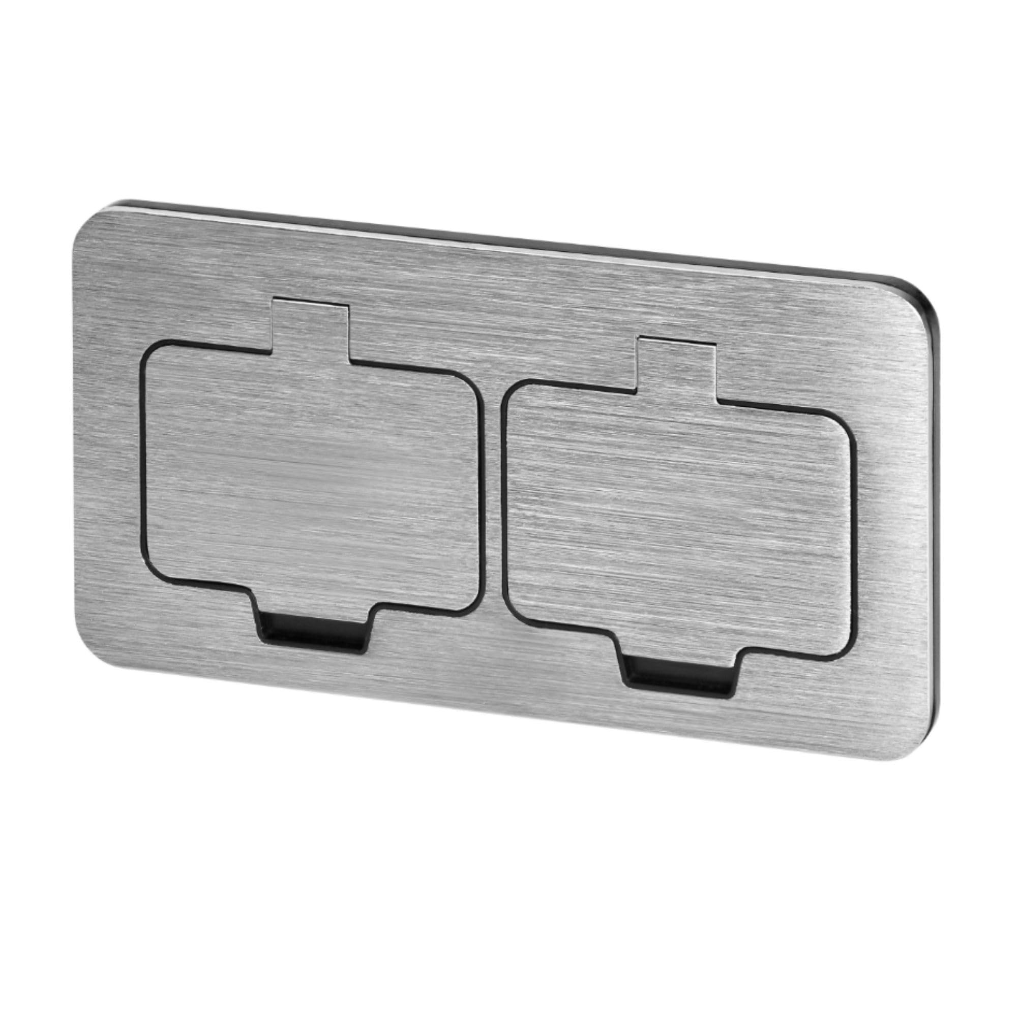 Hermetische Einbausteckdose Rechteckig Französisch Typ E IP55 (Silber)