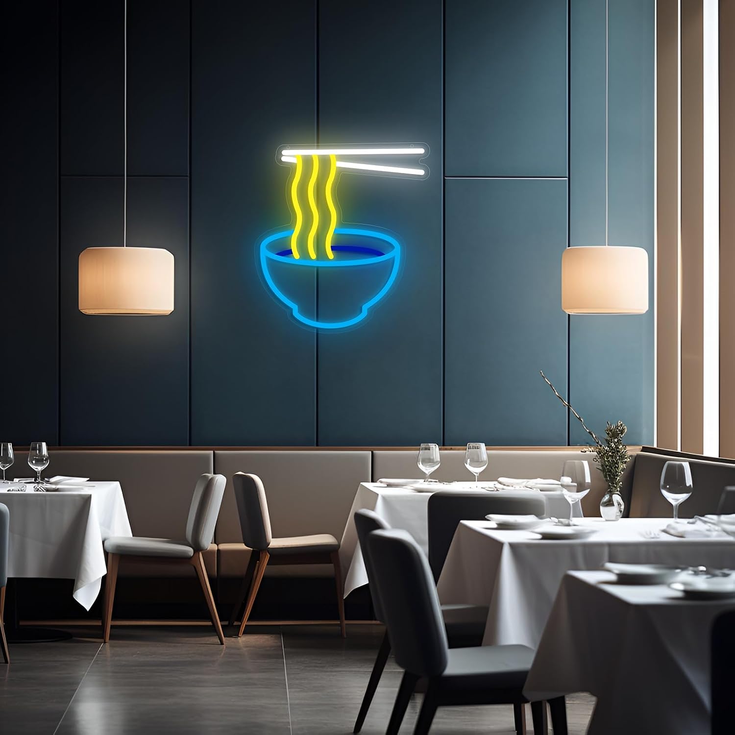 Ramen Neon Sign Ramen Noodle Led Neon Lights for Wall Decor Light Up Signs for Resturant Home Bar Kitchen Dinning Room Cafe Japanese Noodle Shop Decor image 5