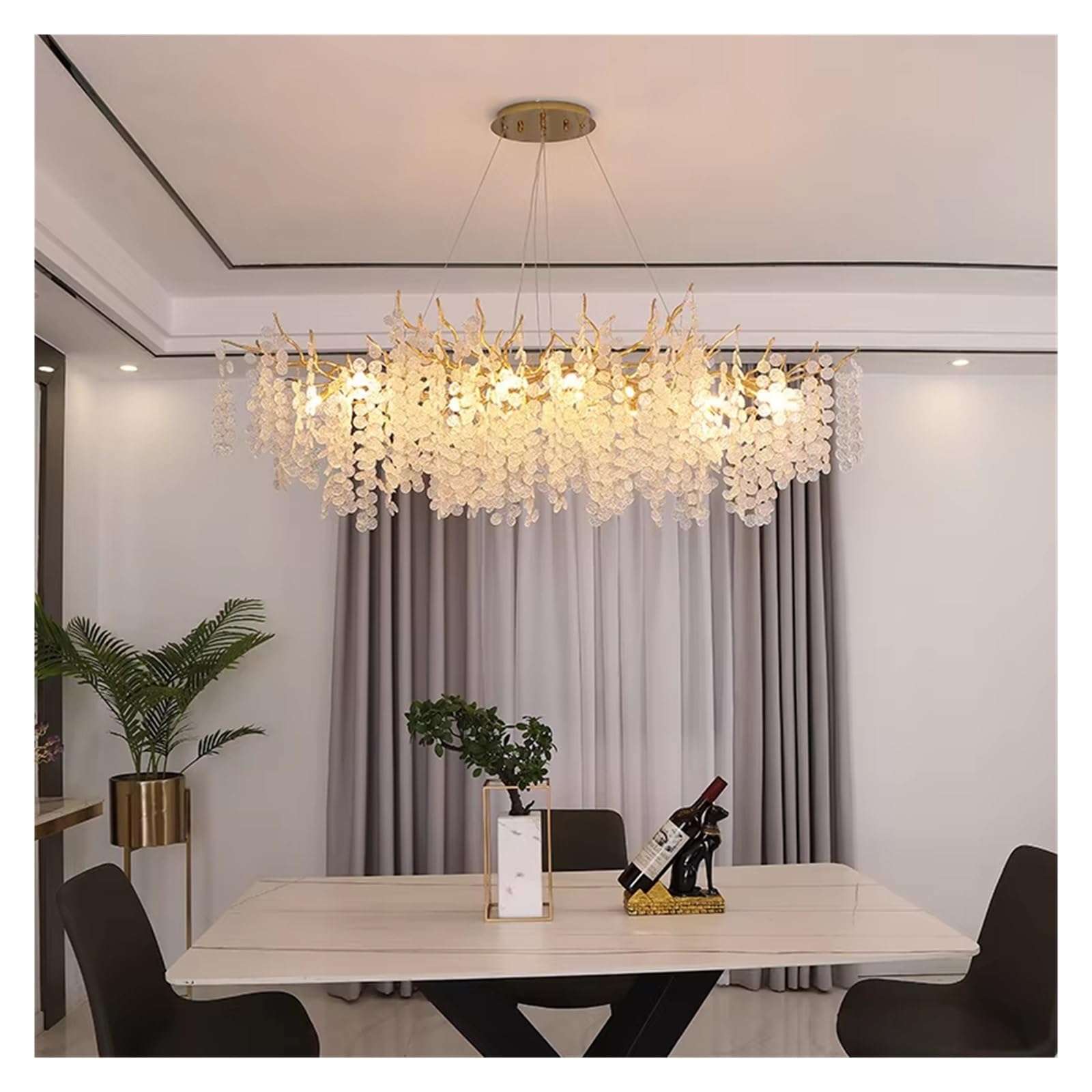 ASerZenith Nordic Ceiling Crystal Chandelier Gold Luxury Pendant Light For Living Room Hotel Hall Villa Decoration Indoor Decor,Changeable Light-120Cm Long